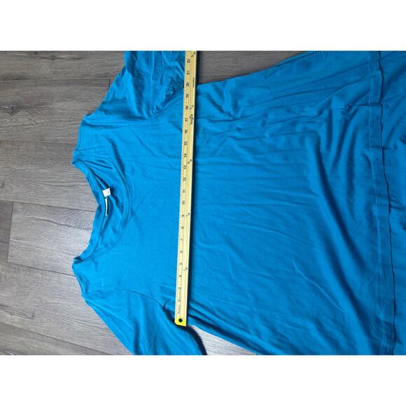 LOGO Lori Goldstein XL Blue Tunic Dress Lace Hem Boho Artsy Stretch - Picture 3 of 7